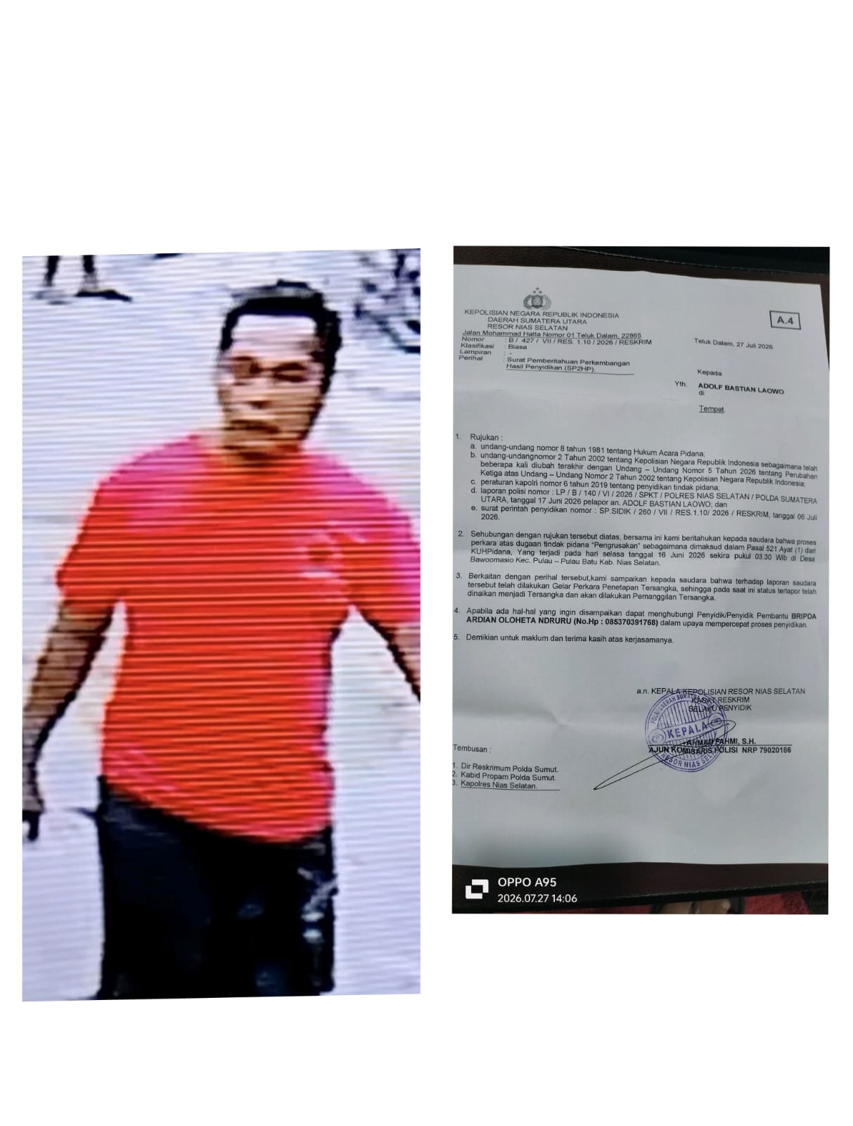 Polres Nias Selatan Tetapkan Satu Tersangka Kasus Perusakan Rumah di Pulau-Pulau Batu
