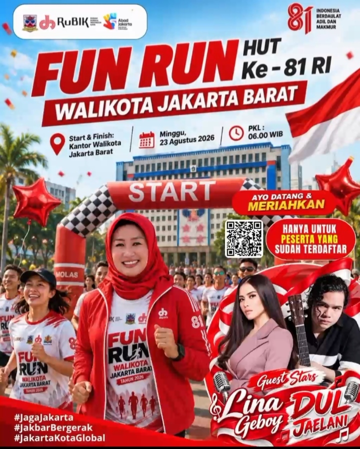 H-1 Jakbar Fun Run 2026, Ajak Pelari Jaga Kebersihan dan Semarakkan Merah Putih